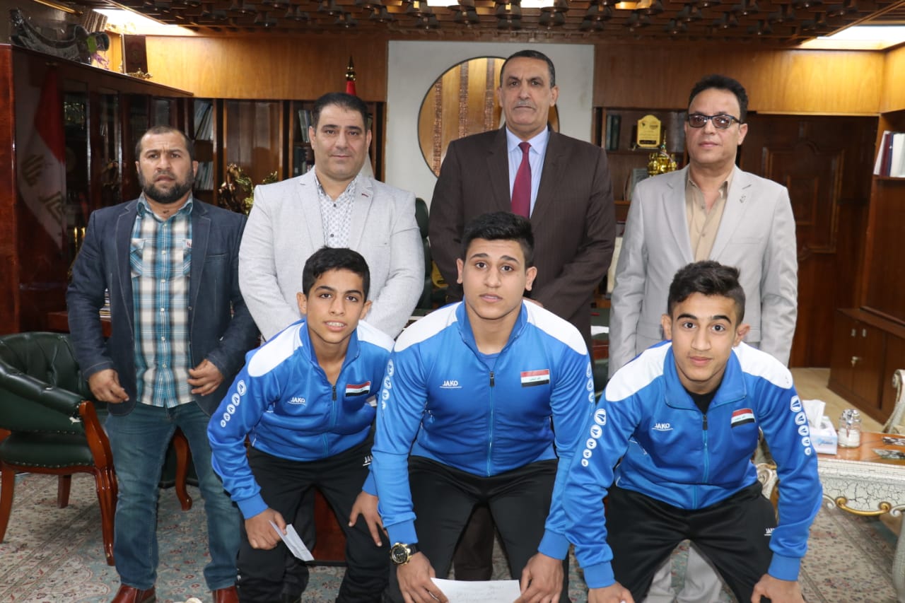  الجبوري  يكرم ابطال كركوك الذين حصلوا على المركز الأول بالبطولة العربية لرياضة المصارعة للناشئين