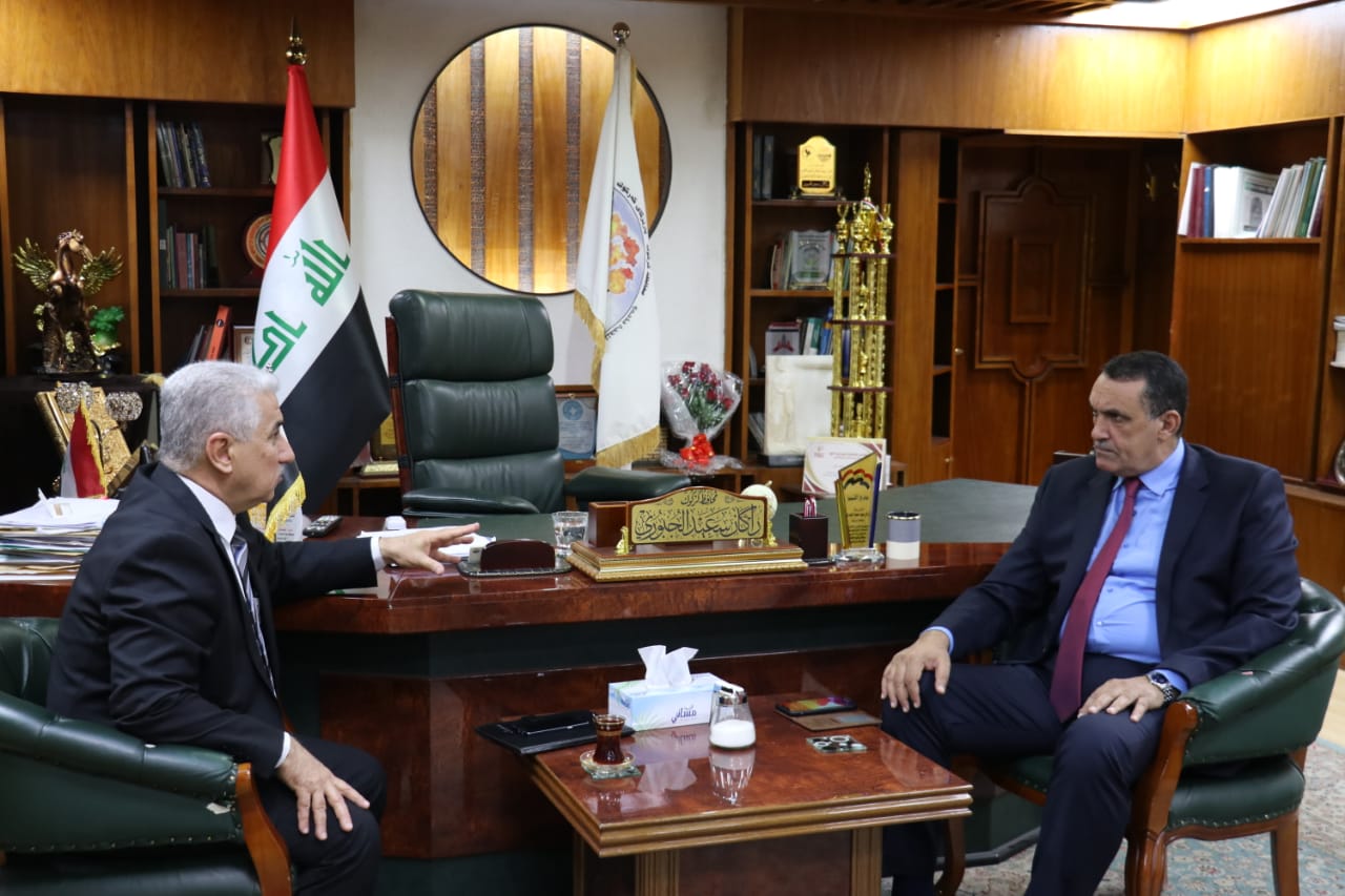 الجبوري يبحث مع رئيس جامعة كركوك , سبل دعم وتطوير مؤسسات وكليات الجامعة