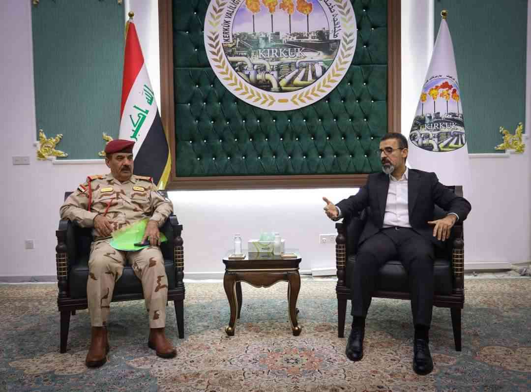 التقى السيد محافظ كركوك ريبوار طه رئيس اللجنة الامنية العليا ، اللواء الركن حسين عبدالله حمودي امر امرية مواقع المنطقة الشمالية ،