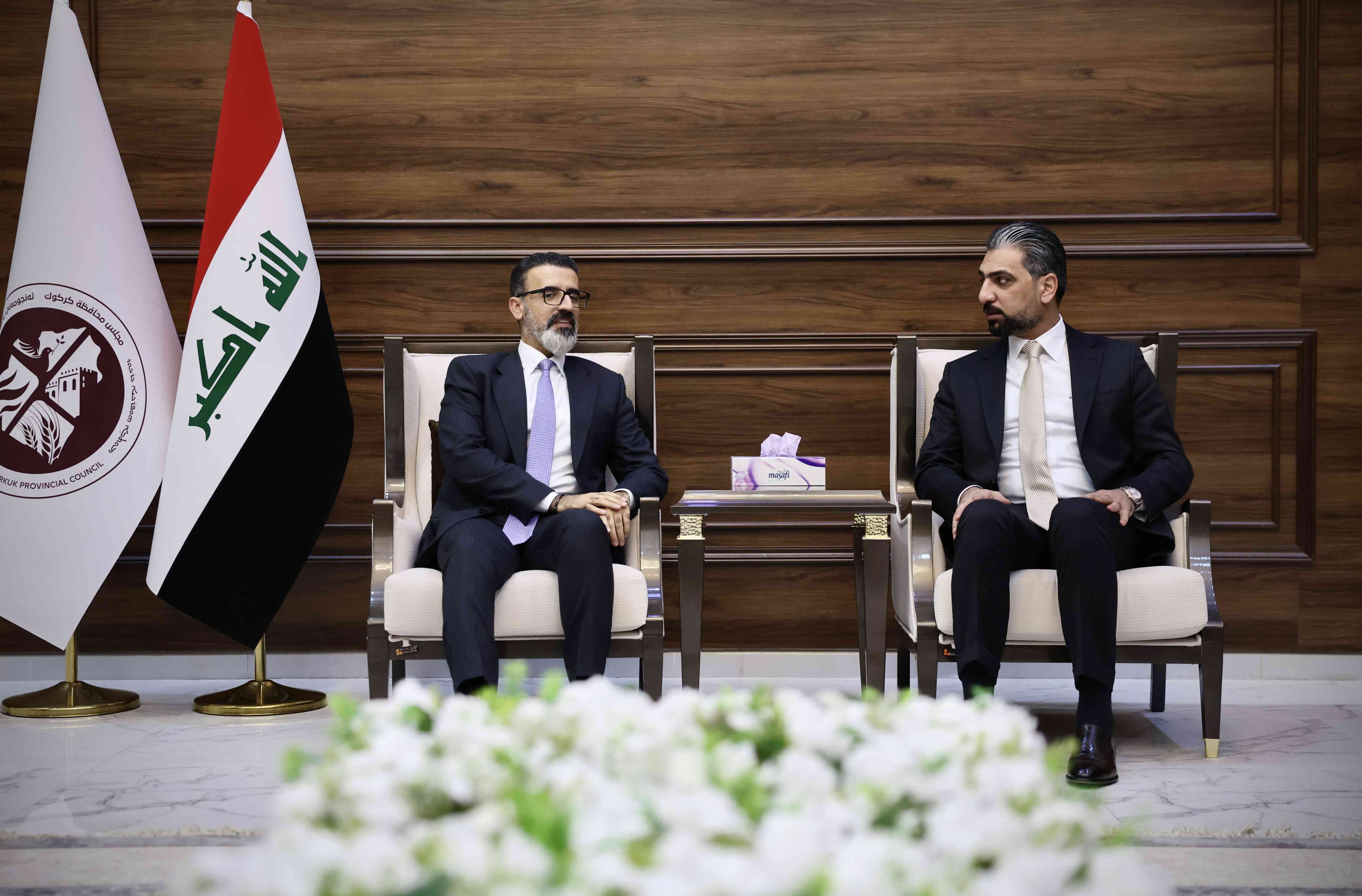 بحث السيد محافظ كركوك ريبوار طه   مع السيد رئيس مجلس محافظة كركوك المهندس محمد إبراهيم الحافظ