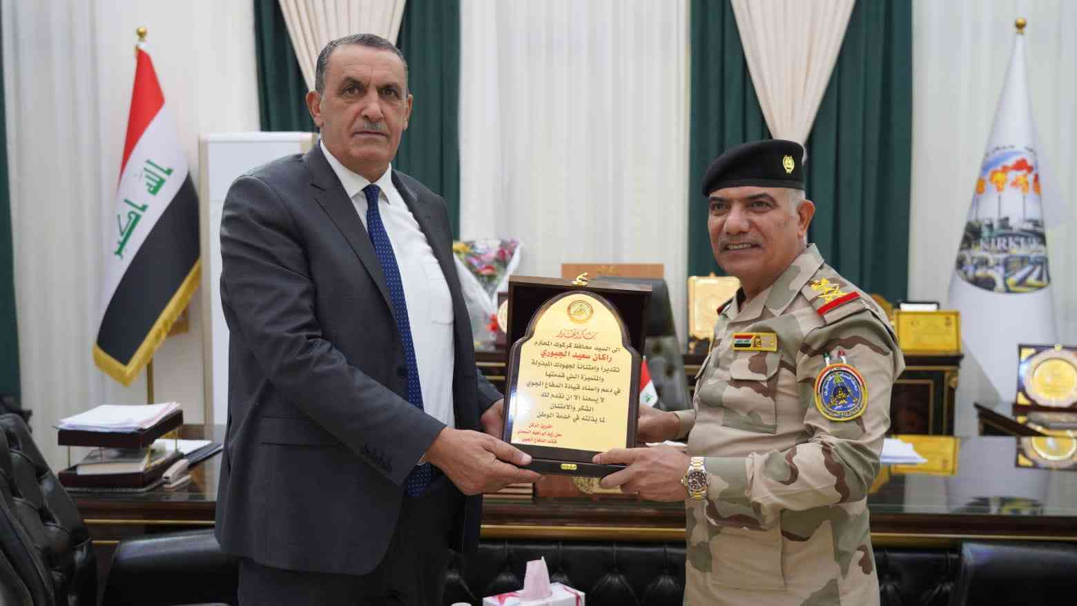 محافظ كركوك رئيس اللجنة الأمنية العليا ..  يستقبل الفريق الركن معن زيد ابراهيم السعدي قائد الدفاع الجوي .