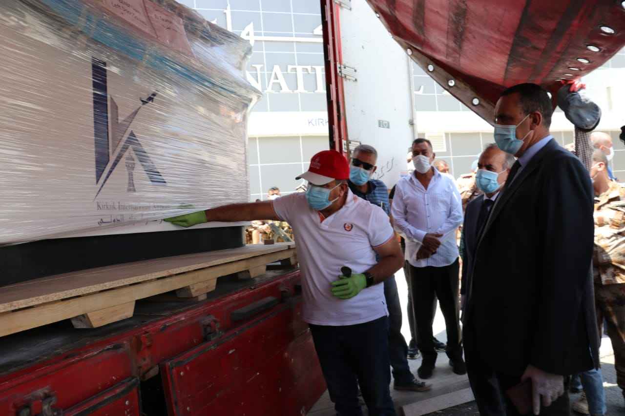 السيد محافظ كركوك  يطلع على وصول متطلبات تشغيل مطار كركوك ,, ويشيد بتقدم الاعمال المنفذه 