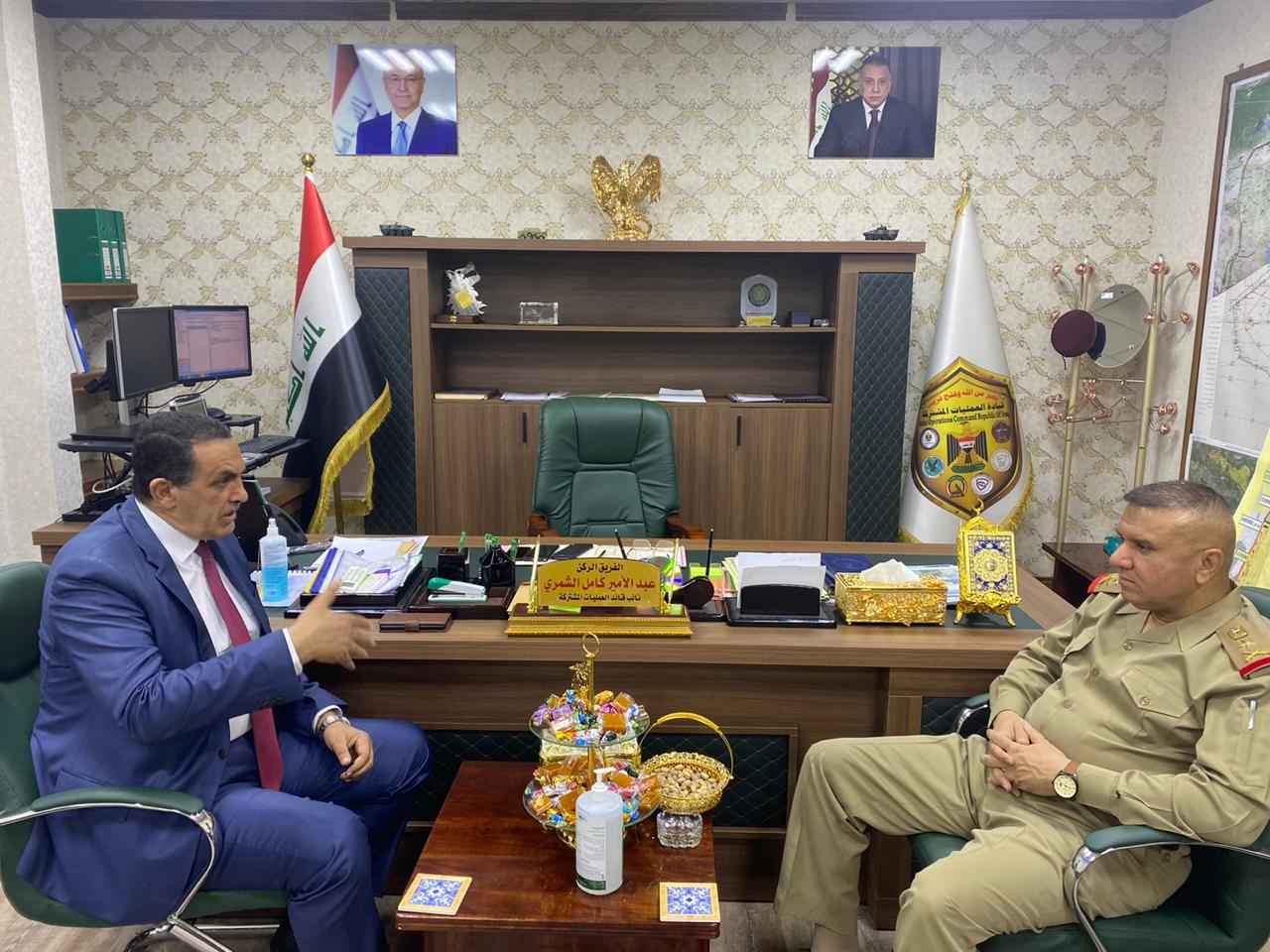 الجبوري والشمري  يبحثان اوضاع كركوك الامنية ،وجهود اعادة الاستقرار وعودة النازخين 