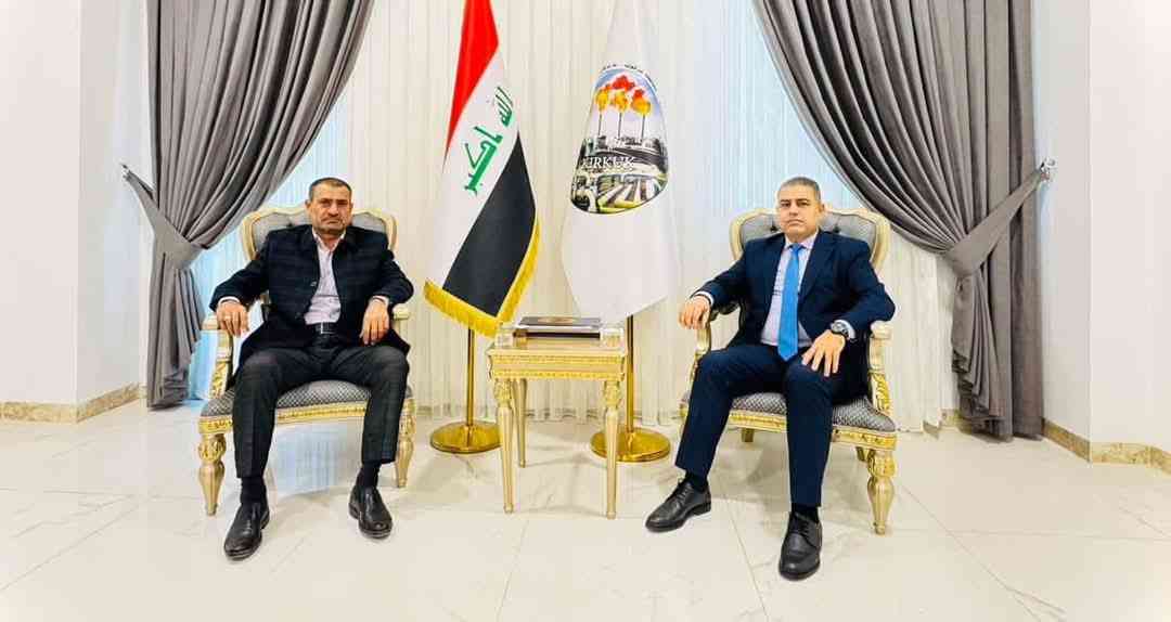 النائب الأول لمحافظ كركوك الدكتور ياوز حميد يستقبل مدير ناحية تازة خورماتو المهندس حسين عادل 