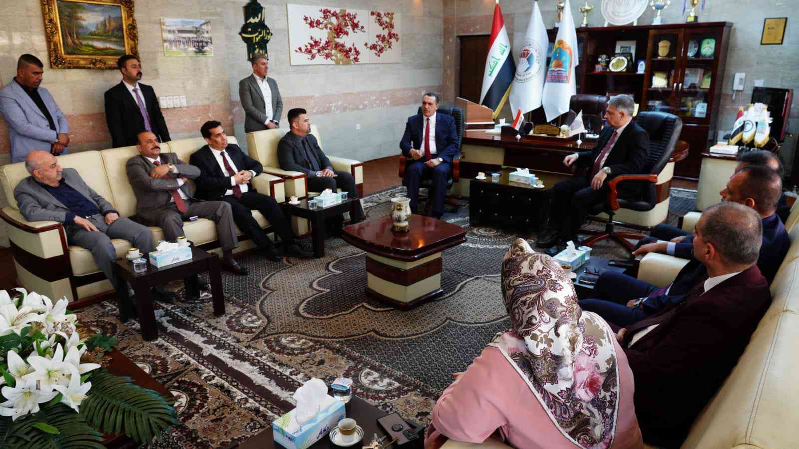زيارة سعادة الدكتور هشام العلوي وكيل وزارة الخارجية لشؤون التخطيط السياسي و السيد محافظ كركوك راكان سعيد الجبوري الى مبنى رئاسة جامعة كركوك ، 