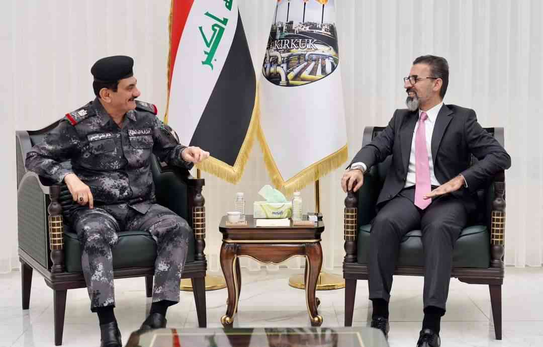 محافظ كركوك ريبوار طه مصطفى يلتقي مدير عام شرطة الطاقة