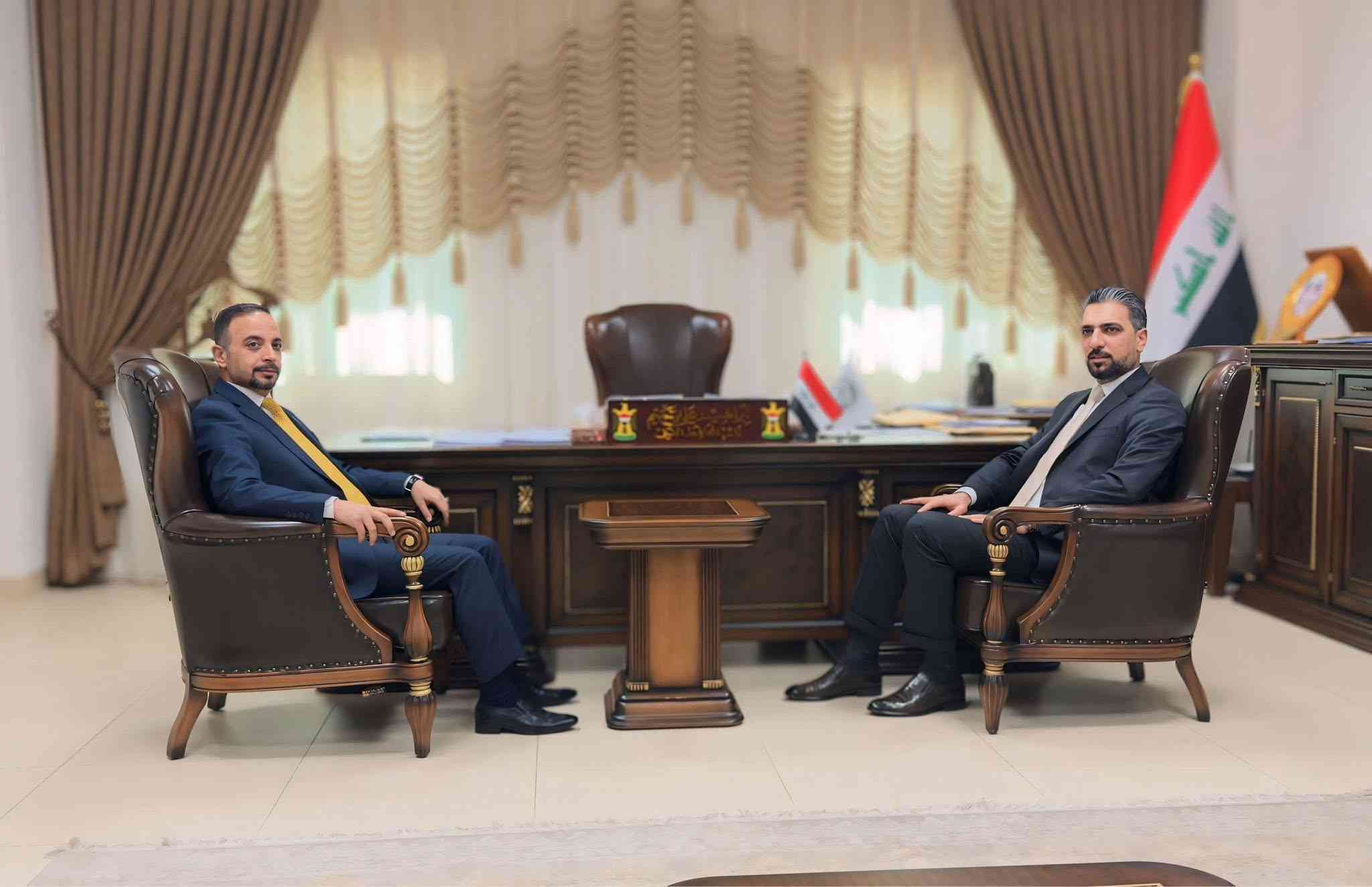 بحث السيد النائب الفني لمحافظ كركوك الدكتور إبراهيم تميم مع السيد رئيس مجلس محافظة كركوك المهندس محمد إبراهيم الحافظ